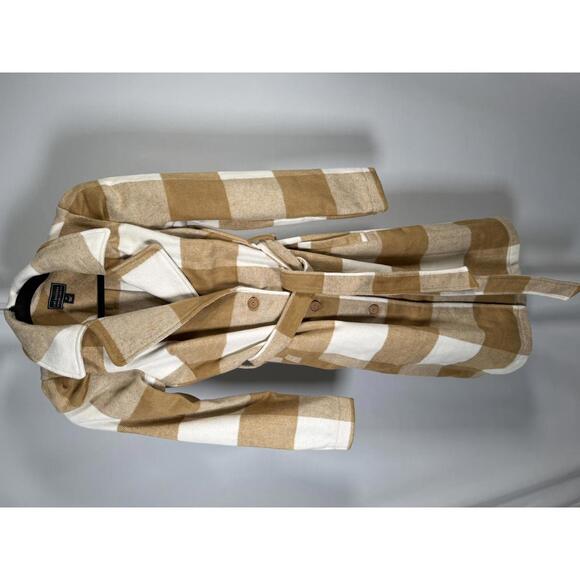 G by Giuliana Women's Black Label Plaid Trench Coat Camel Size XS - Picture 2 of 5